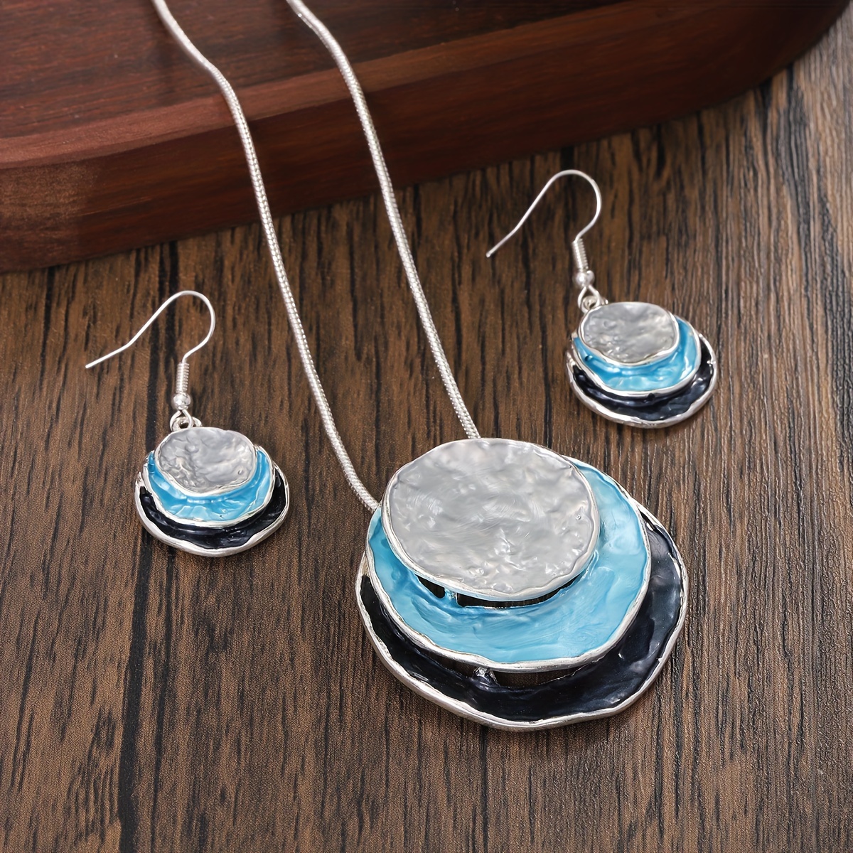 Boho Jewelry Set Disc Drop Earrings Necklace Party Accessories